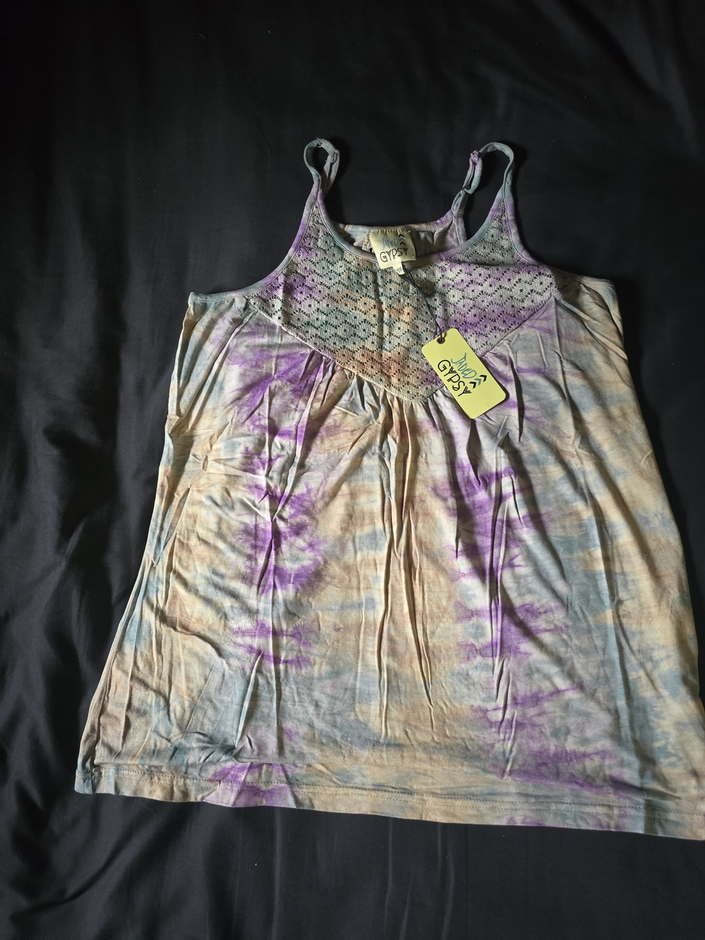 Jaded Gypsy Tie-Dye Crochet Tank Top - Purple Multi - Picture 3 of 3